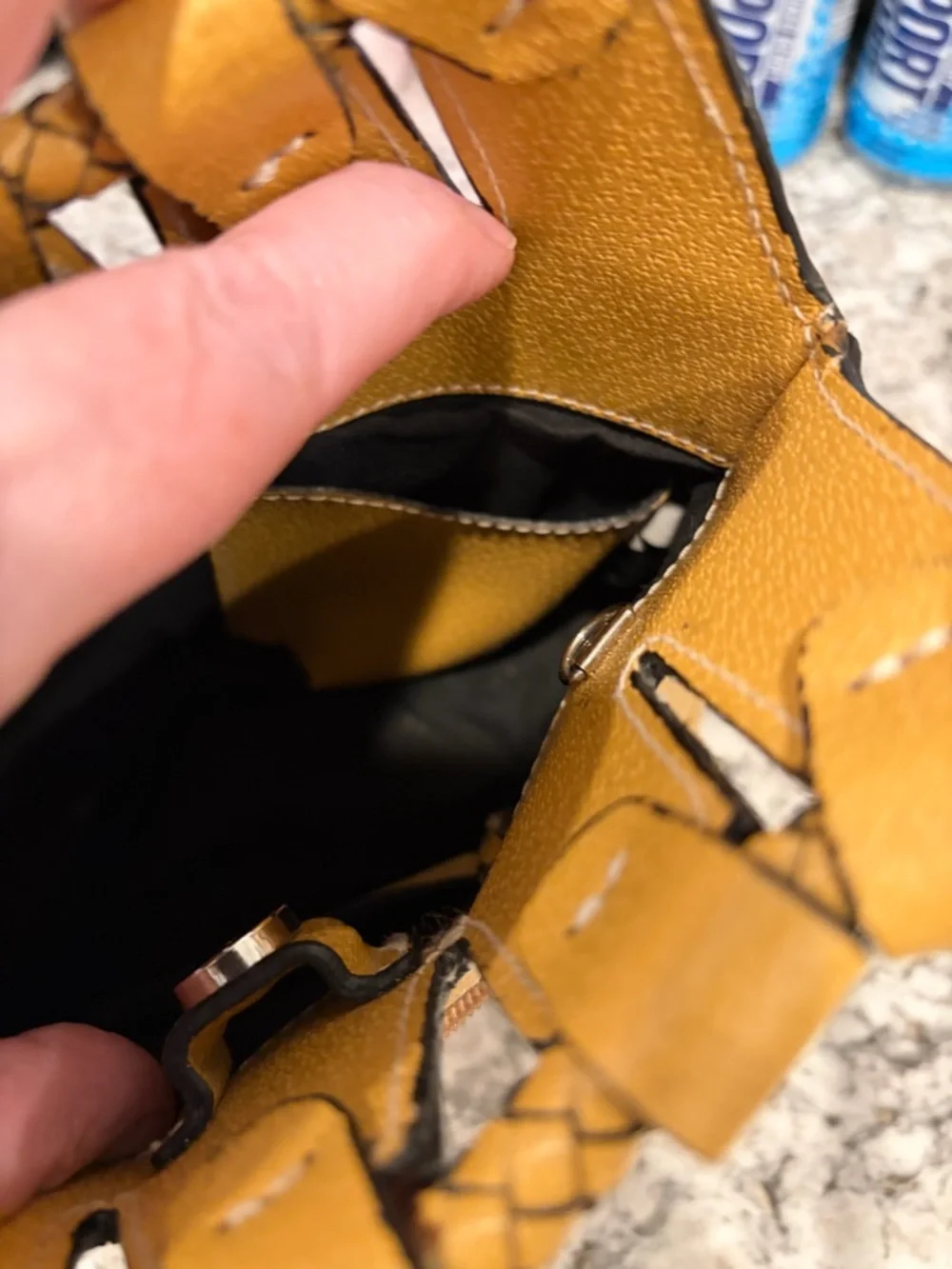 Mustard Yellow Braided Handle Mini Satchel Purse Minimalist